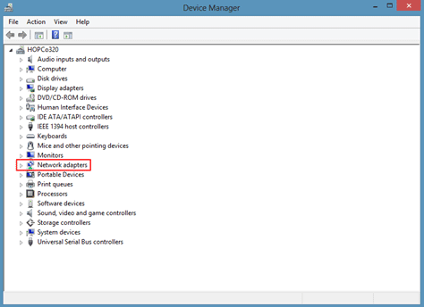 Device Manager, Network Adapters